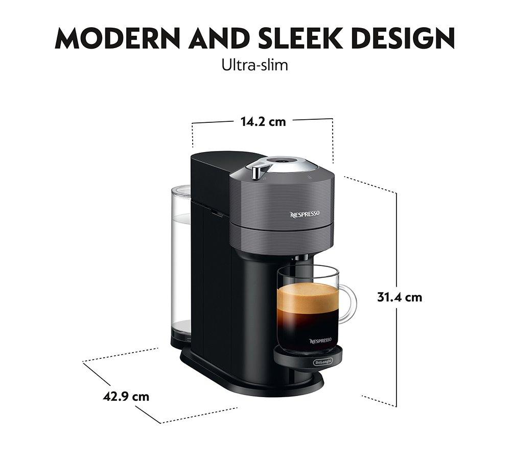 Nespresso De'Longhi Vertuo Next Kapselmaschine ENV120.GYAE mit Aeroccino Milchaufschäumer - Grau