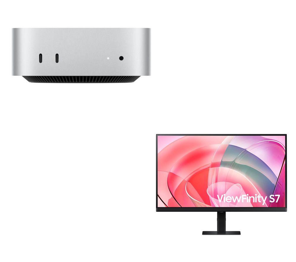 SAMSUNG ViewFinity S7 LS27D700EAUXXU 4K Ultra HD 27" IPS LCD Monitor & Mac mini (2024) (M4, 512 GB SSD, Silver) Bundle