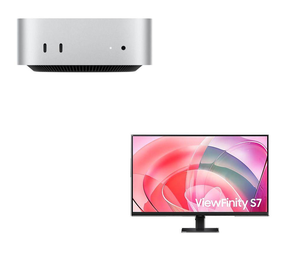 SAMSUNG ViewFinity S7 LS32D700EAUXXU 4K Ultra HD 32" IPS LCD Monitor & Mac mini (2024) (M4, 512 GB SSD, Silver) Bundle