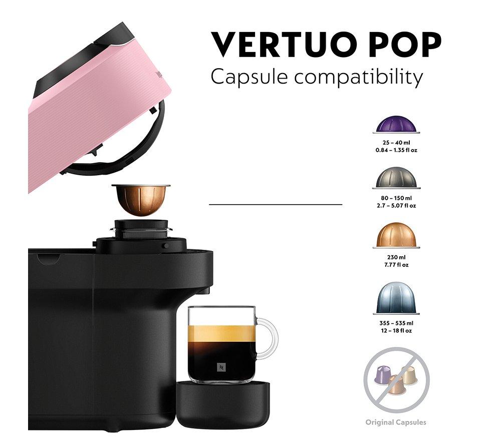 NESPRESSO by De'Longhi Vertuo Pop ENV90.P Kaffeemaschine – Schwarz & Rosa