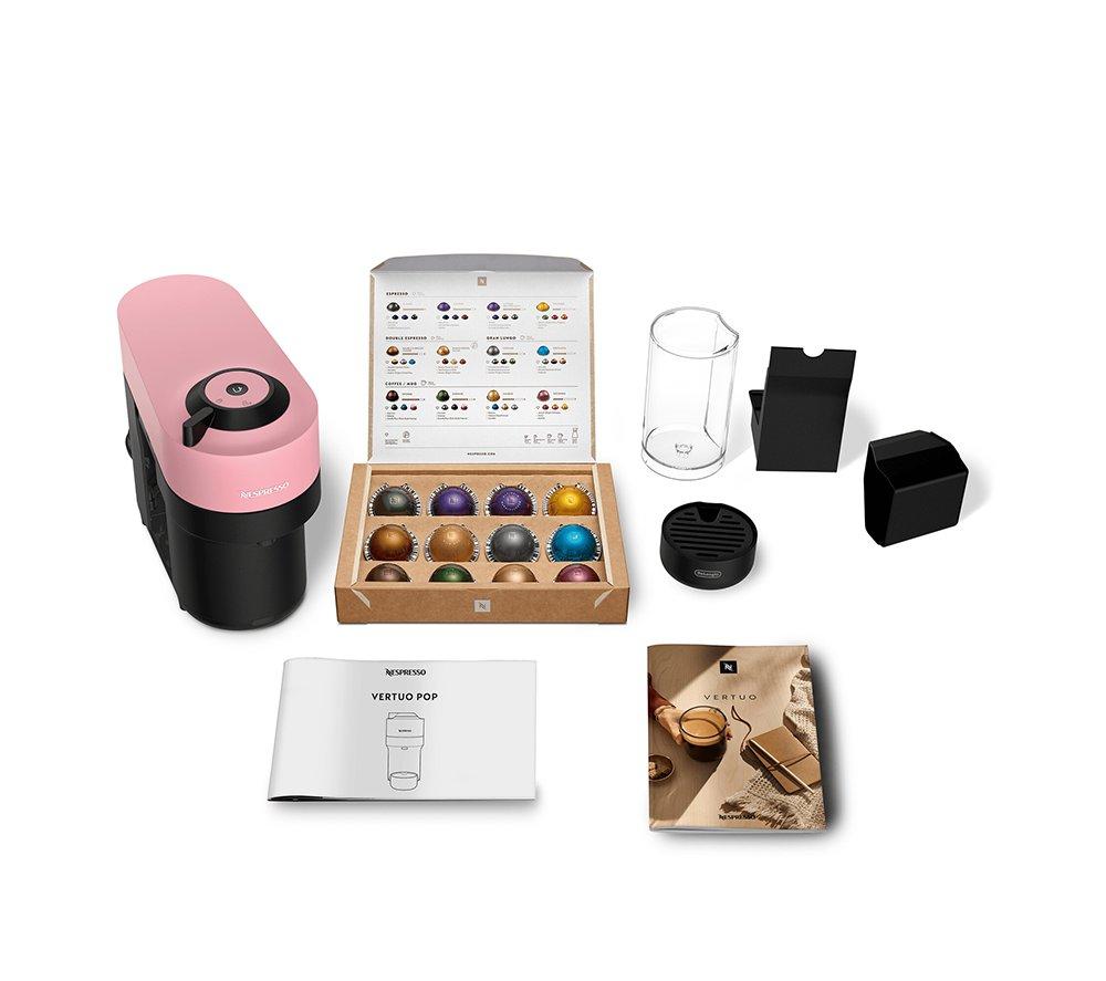 NESPRESSO by De'Longhi Vertuo Pop ENV90.P Kaffeemaschine – Schwarz & Rosa