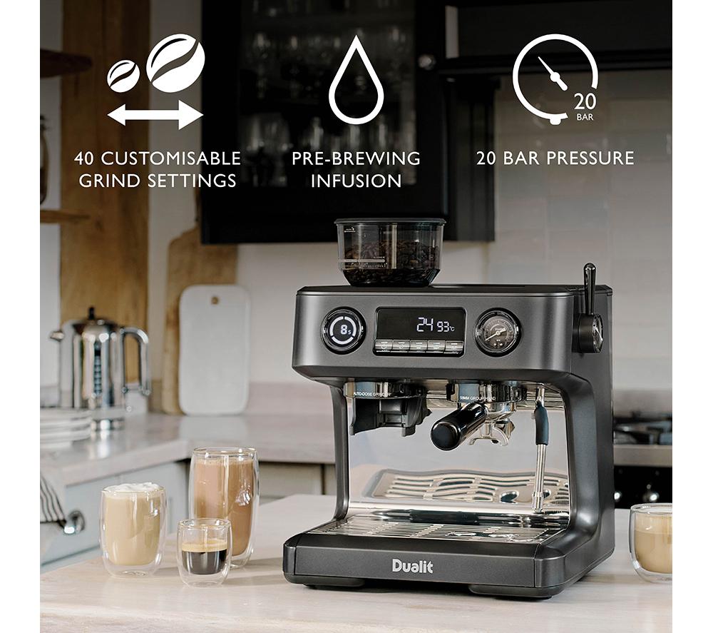 DUALIT Espressivo Pro 84455 Cafetera automática con doble caldera y molinillo integrado - Gris