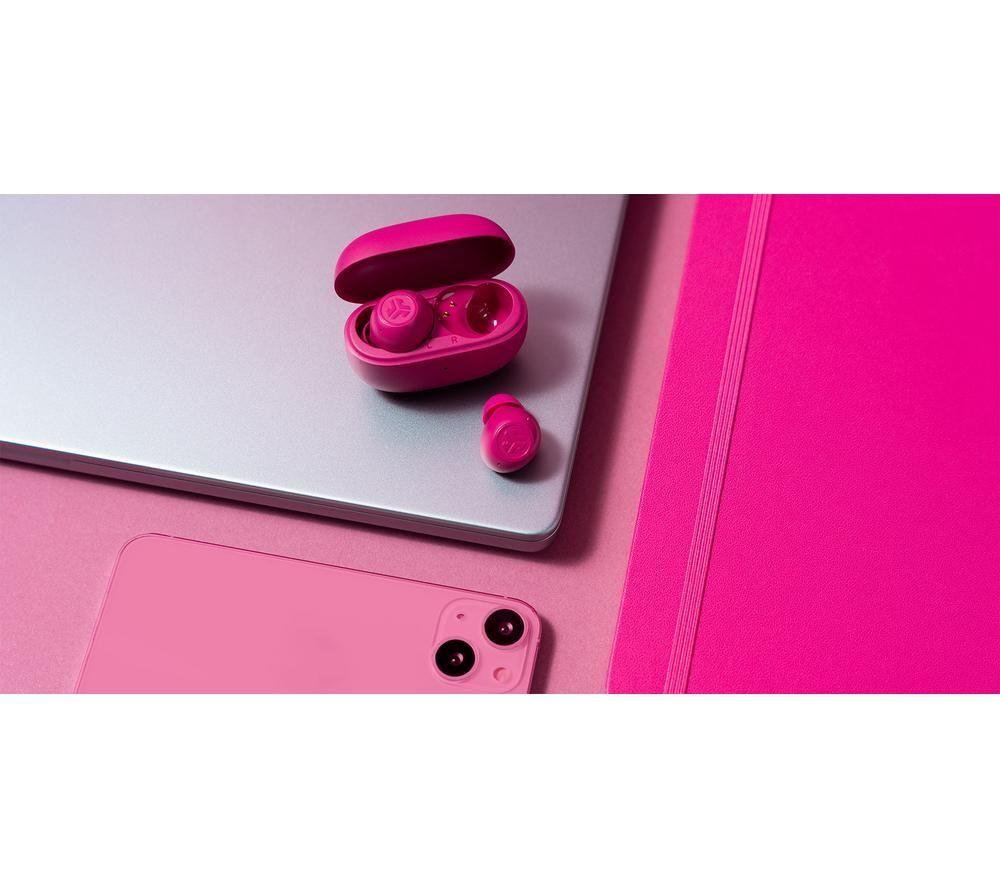 JLAB Go POP ANC Wireless Bluetooth Noise-Cancelling Earbuds - Fuchsia