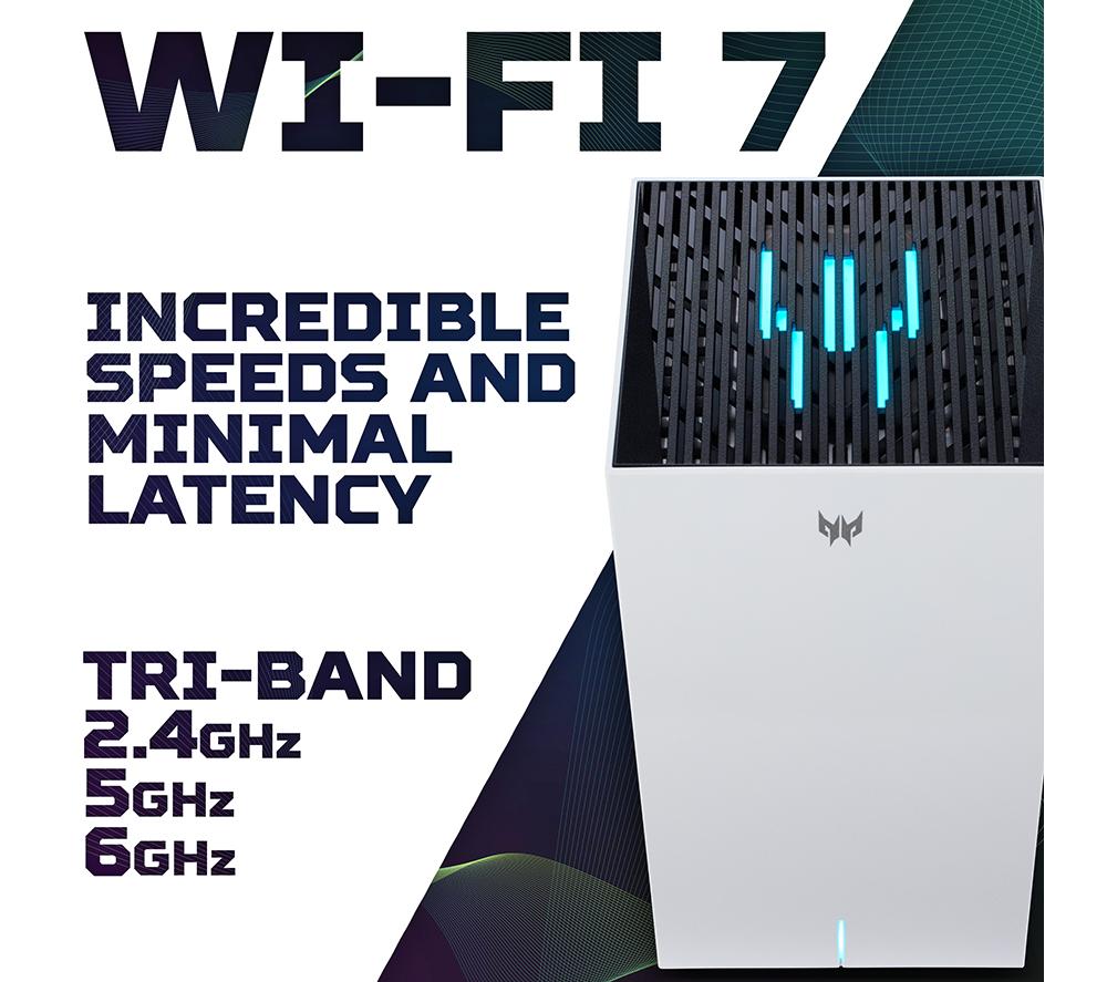 ACER Predator Connect T7 WiFi Cable Router - BE11000, Tri-band