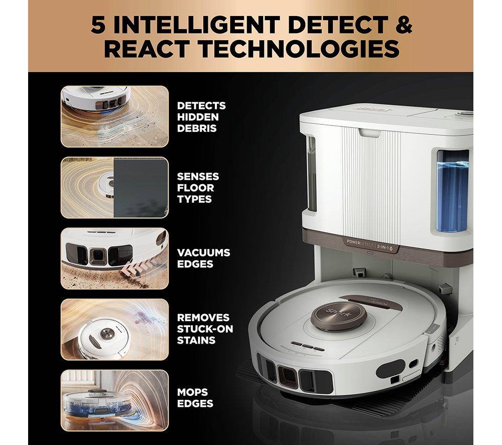 SHARK PowerDetect NeverTouch Pro RV2800ZEUKWH 2-in-1 Robot Vacuum Cleaner - White