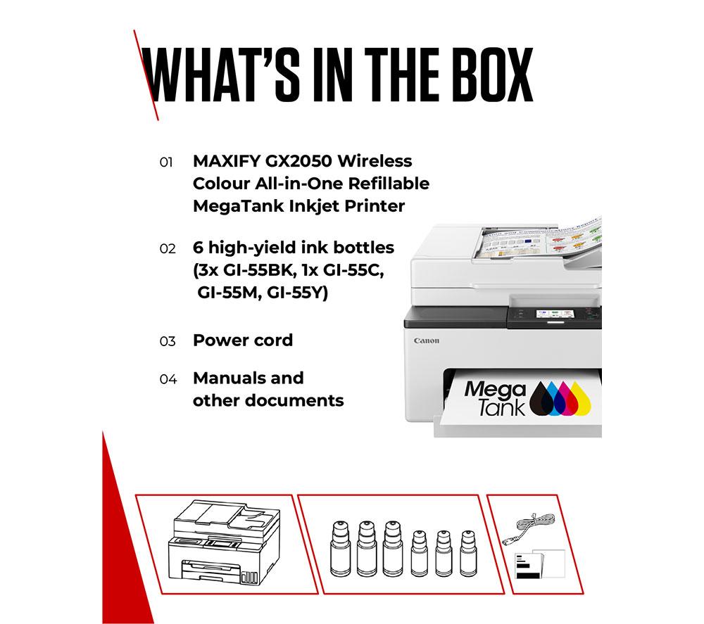 Impresora de inyección de tinta inalámbrica todo en uno CANON MAXIFY GX2050 con fax
