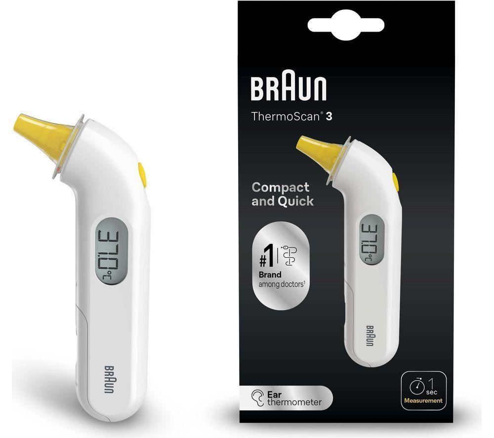 BRAUN ThermoScan 3 IRT 3030 Ear Thermometer - White and Yellow