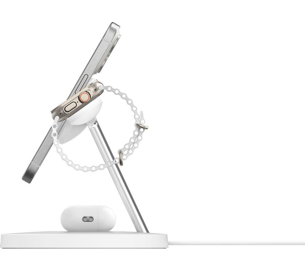 BELKIN BoostCharge Pro Qi2 3-in-1 Magnetic 15 W Wireless Charging Stand - White