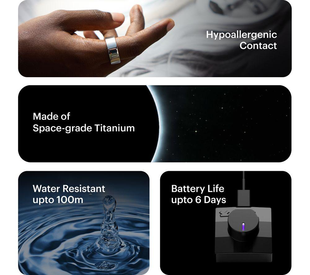 ULTRAHUMAN Ring Air - Space Silver, Size 8