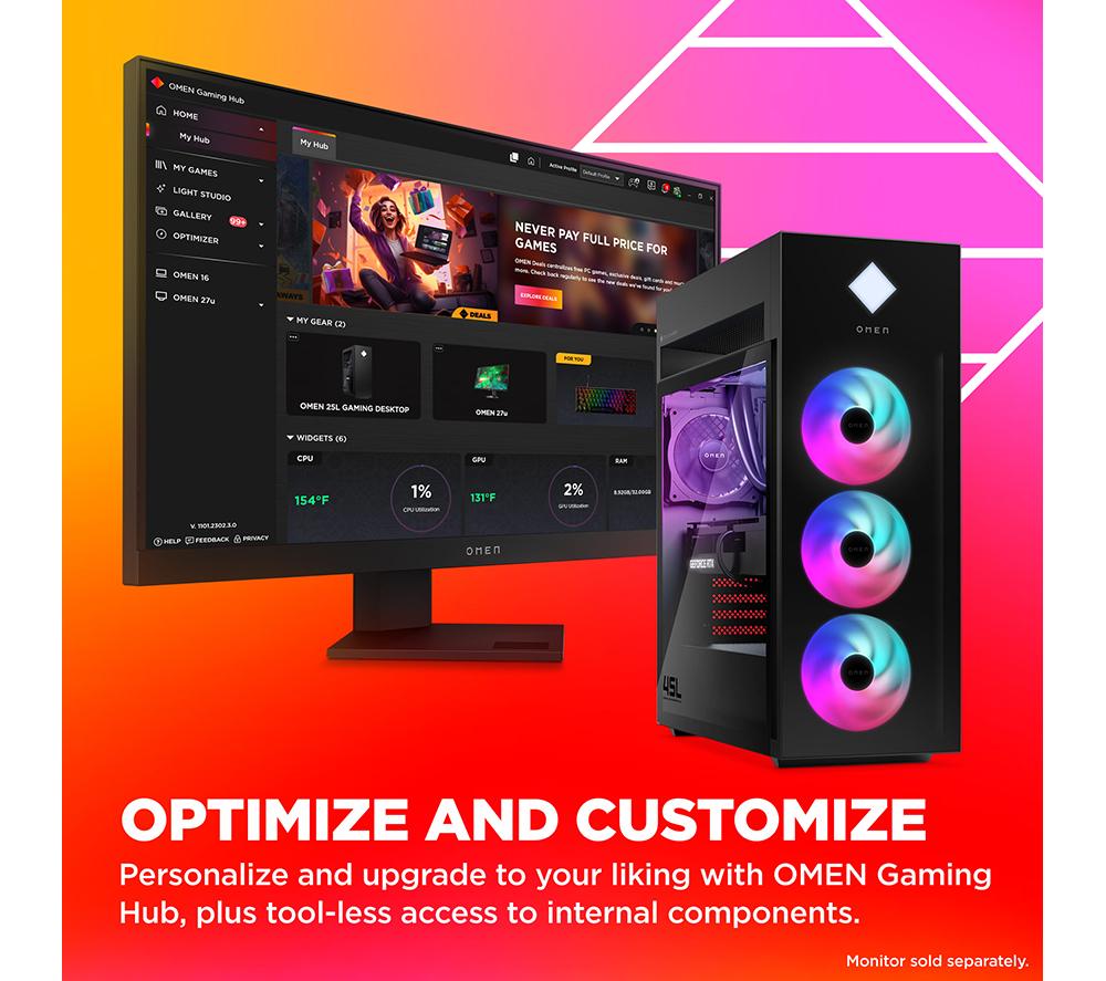 PC Gaming HP OMEN 45L - Intel® Core™ Ultra 9, RTX 5090, 4 TB SSD