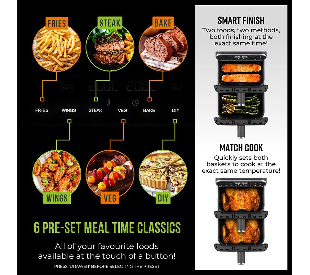 TOWER Vortx T17190 Dual Basket Air Fryer - Black