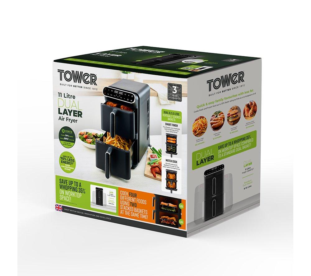 TOWER Vortx T17190 Dual Basket Air Fryer - Black