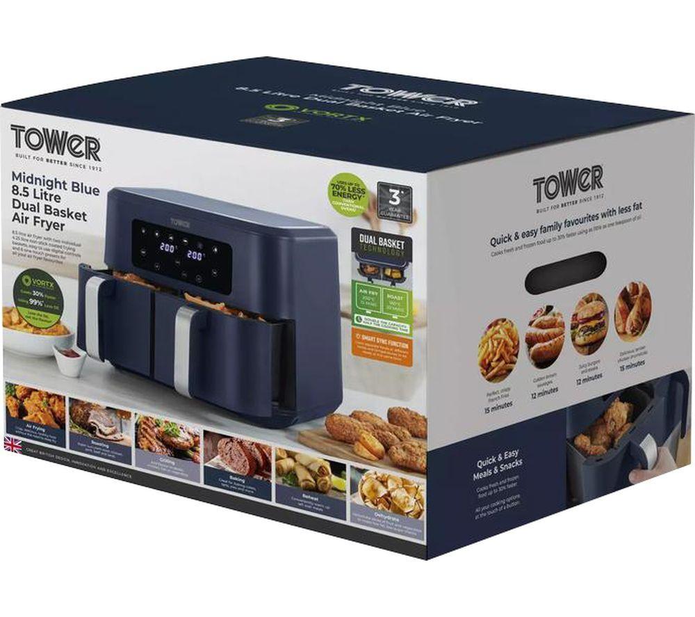TOWER Vortx T17137CMNB Dual Basket Air Fryer - Midnight Blue