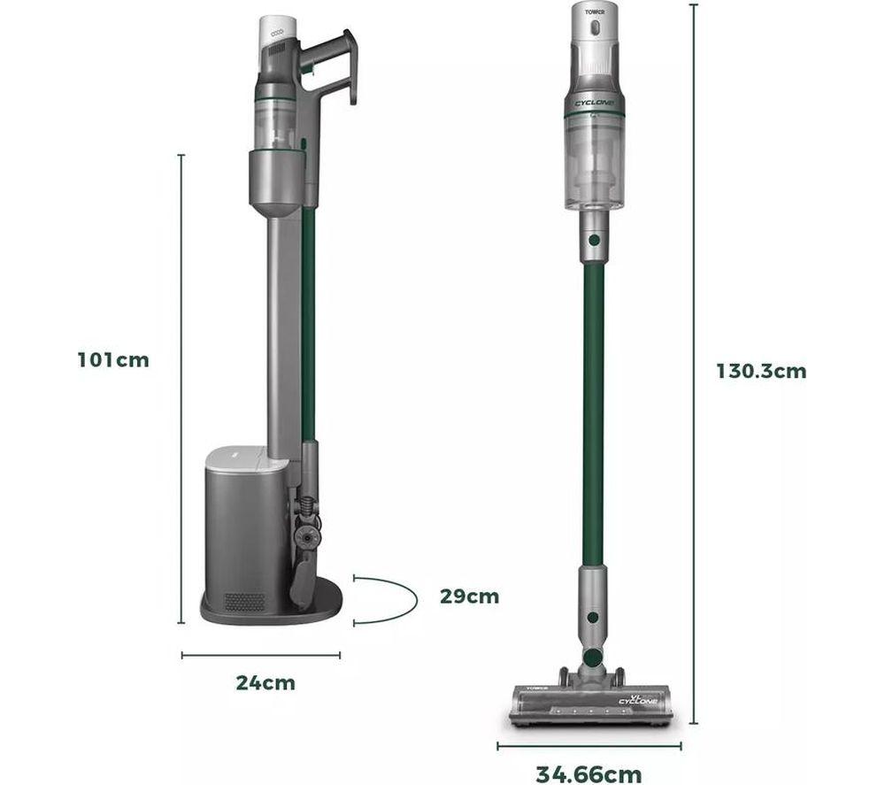 TOWER Cyclone Dust Station VL220 Cordless Vacuum Cleaner - Titanium