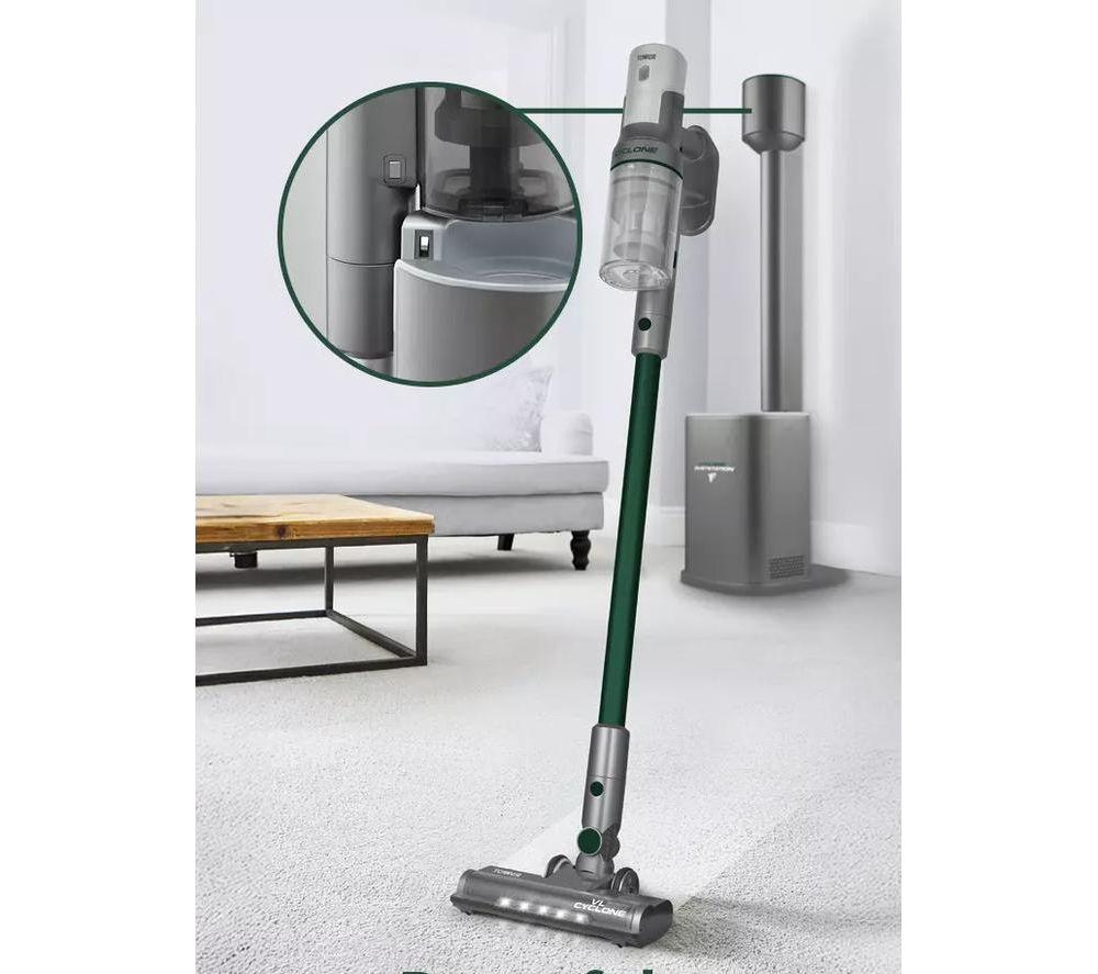 TOWER Cyclone Dust Station VL220 Cordless Vacuum Cleaner - Titanium