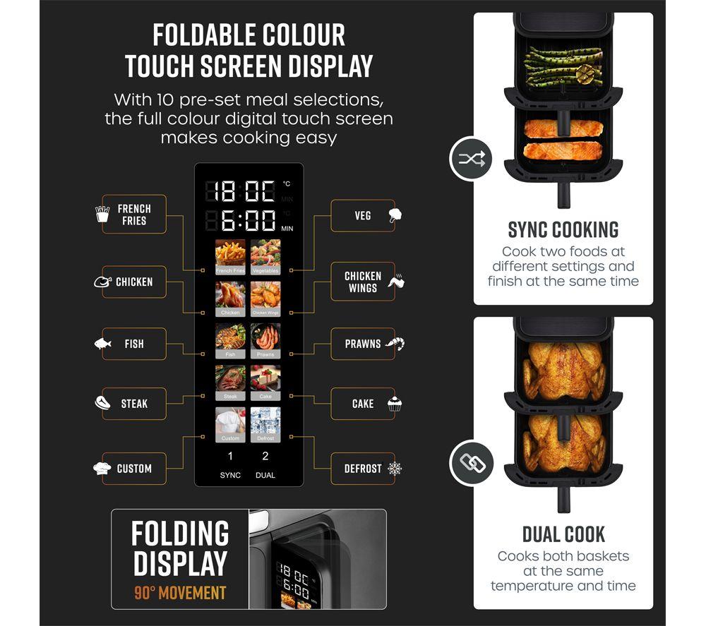 SWAN SD10522BLK Dual Air Fryer - Black