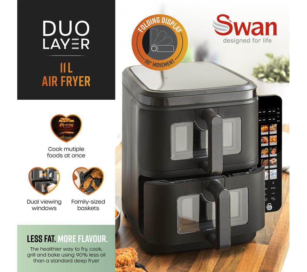 SWAN SD10522BLK Dual Air Fryer - Black