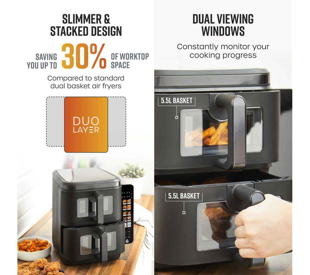 SWAN SD10522BLK Dual Air Fryer - Black