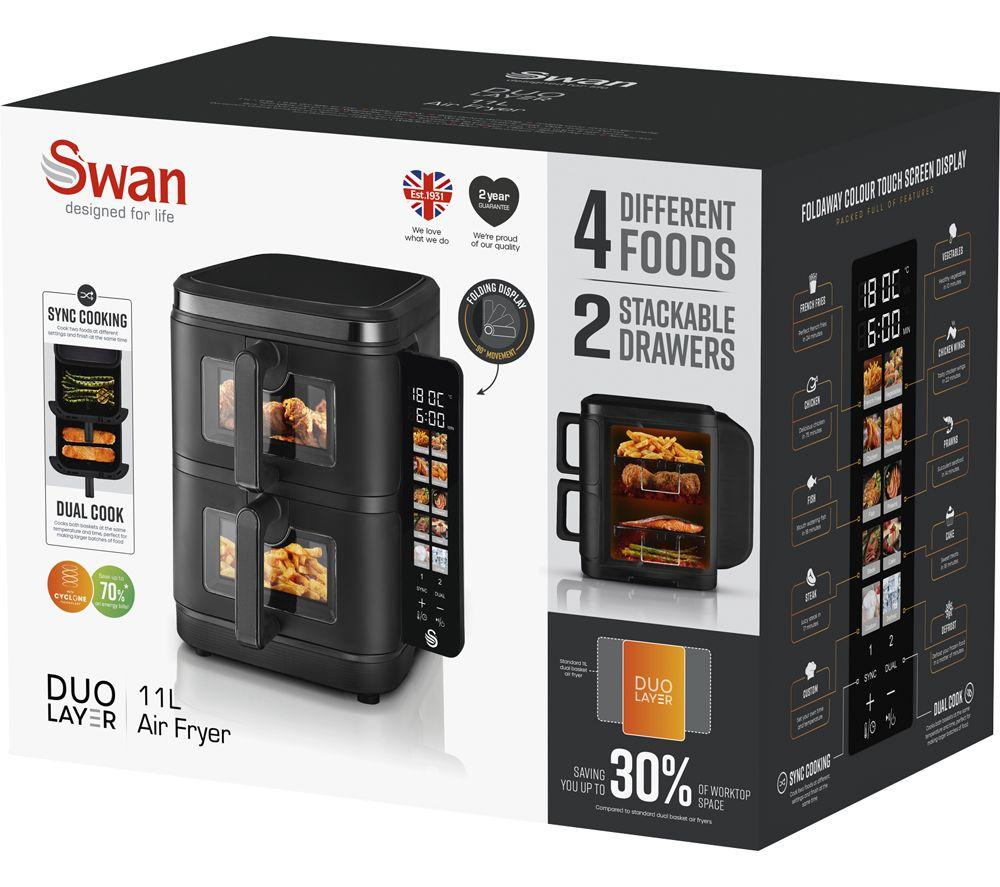 SWAN SD10522BLK Dual Air Fryer - Black