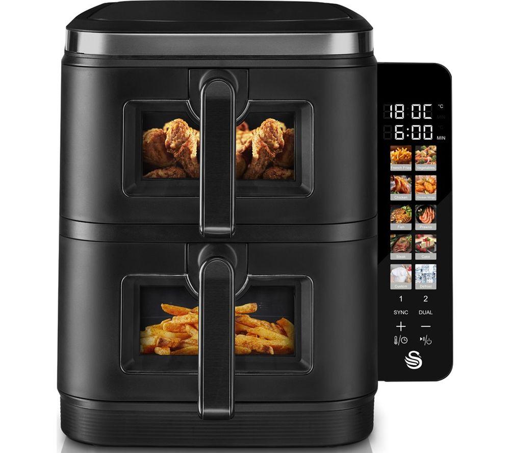 SWAN SD10522BLK Dual Air Fryer - Black
