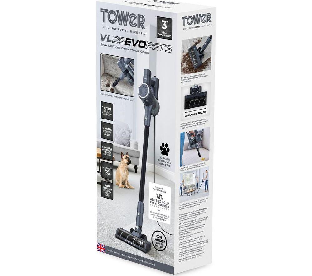 Aspiradora sin bolsa vertical TOWER Evo Pets VL25 - Negra