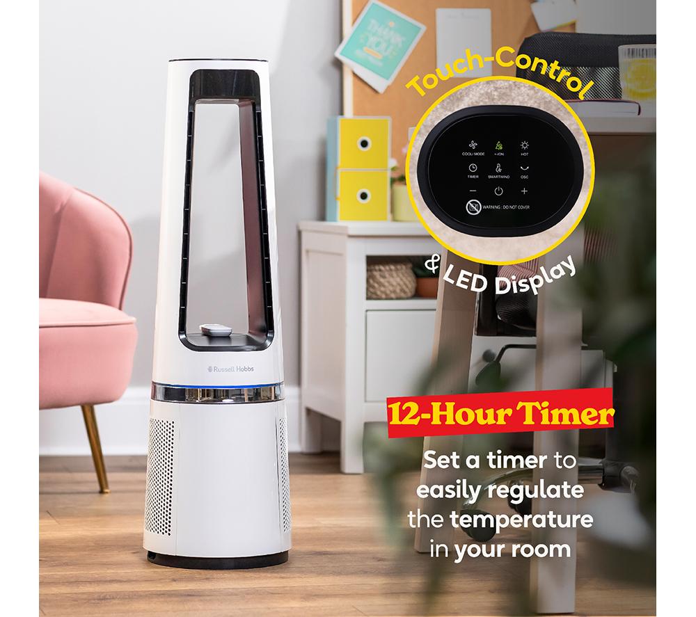 RUSSELL HOBBS RHBLDL25W Heiz- und Kühl-Turmventilator ohne Rotorblätter – Weiß