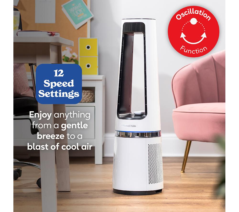 RUSSELL HOBBS RHBLDL25W Hot & Cool Bladeless Tower Fan - White