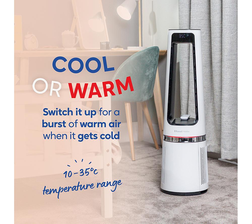 RUSSELL HOBBS RHBLDL25W Heiz- und Kühl-Turmventilator ohne Rotorblätter – Weiß