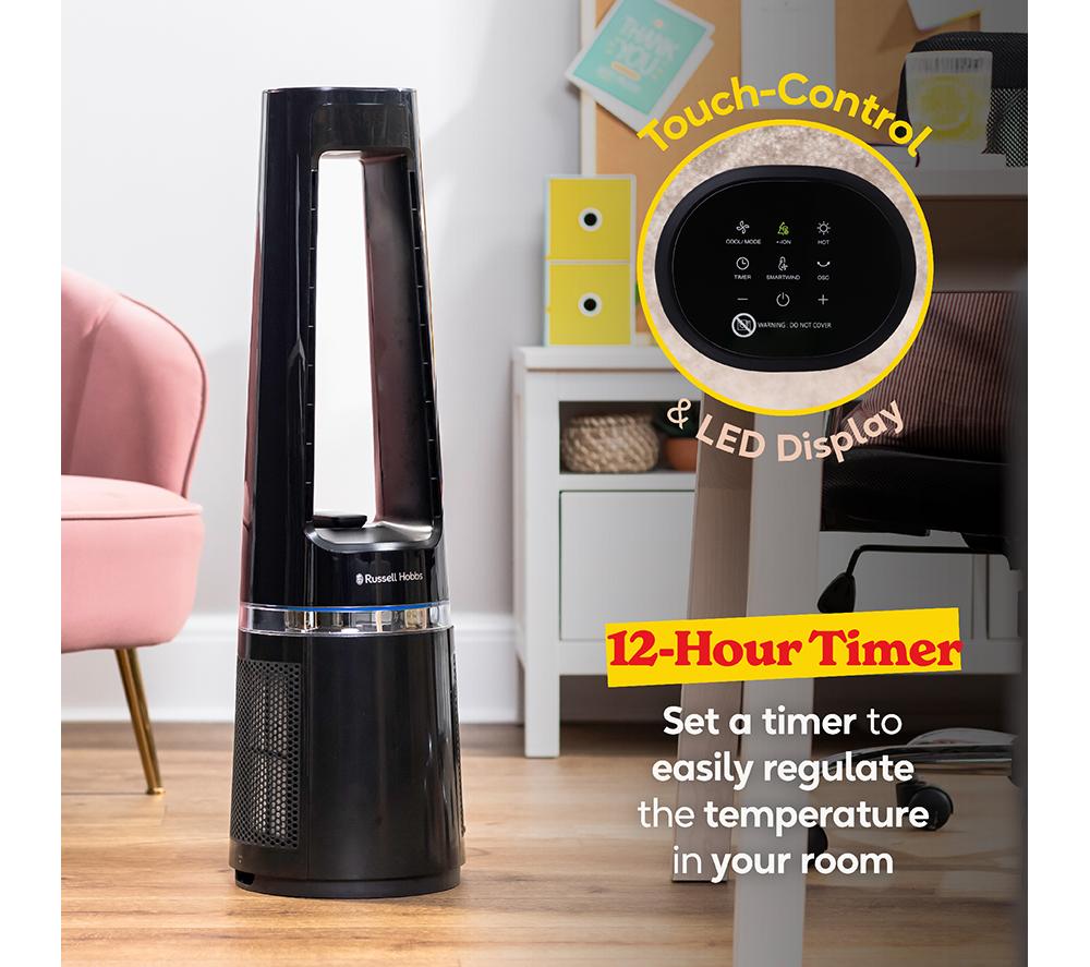 RUSSELL HOBBS RHBLDL25B Hot & Cool Bladeless Tower Fan - Black