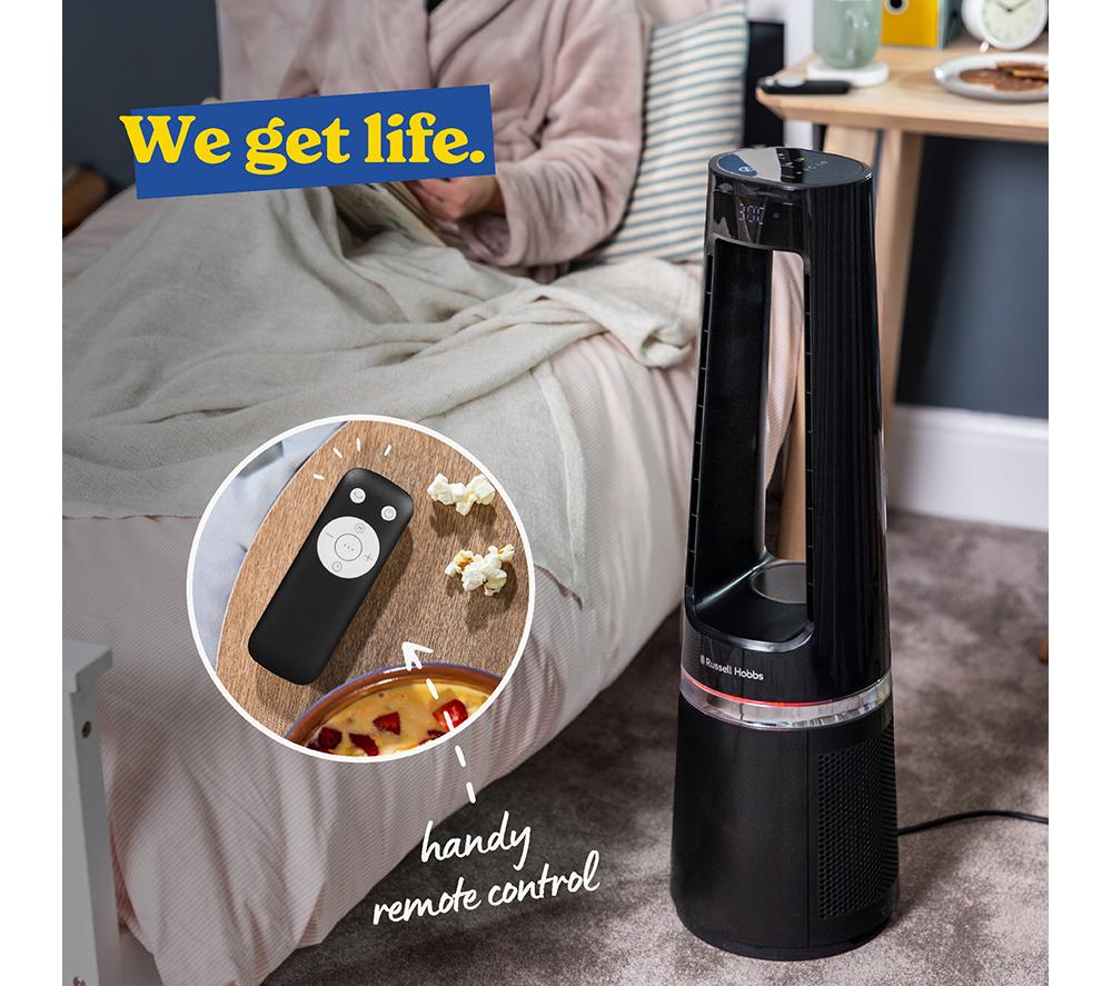 RUSSELL HOBBS RHBLDL25B Hot & Cool Bladeless Tower Fan - Black