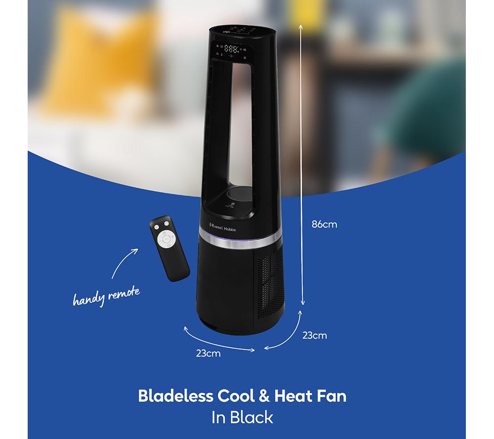 RUSSELL HOBBS RHBLDL25B Hot & Cool Bladeless Tower Fan - Black