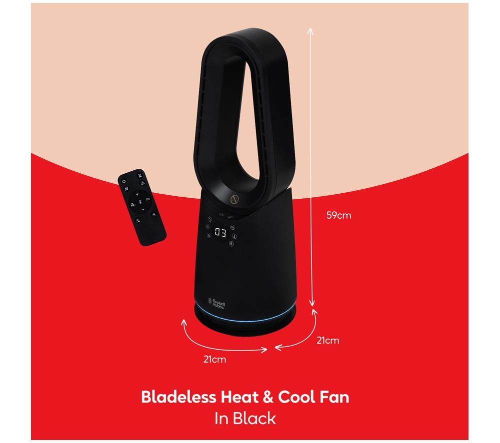 RUSSELL HOBBS RHCBLDL3IN1B Hot & Cool Bladeless Tower Fan - Black