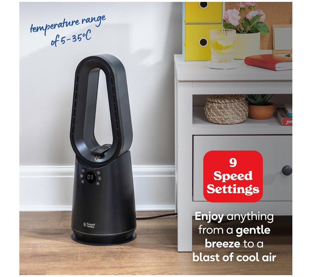 RUSSELL HOBBS RHCBLDL3IN1B Hot & Cool Bladeless Tower Fan - Black