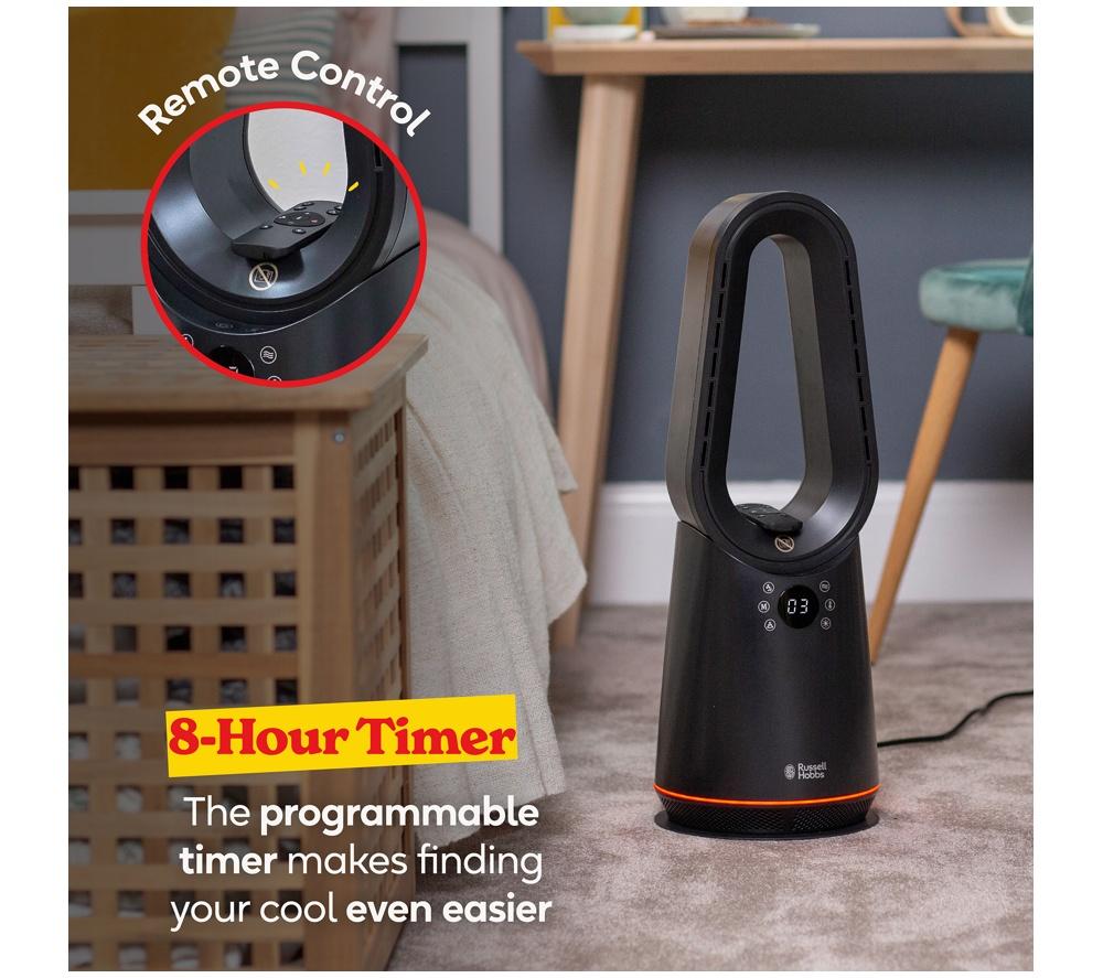 RUSSELL HOBBS RHCBLDL3IN1B Hot & Cool Bladeless Tower Fan - Black