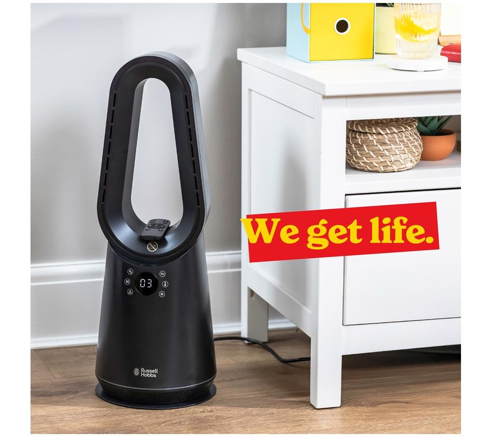 RUSSELL HOBBS RHCBLDL3IN1B Hot & Cool Bladeless Tower Fan - Black