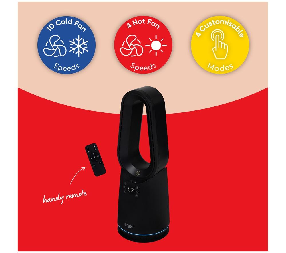 RUSSELL HOBBS RHCBLDL3IN1B Hot & Cool Bladeless Tower Fan - Black