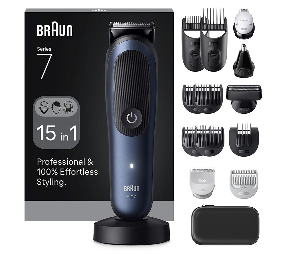 BRAUN All-in-One Series 7, AIO7580, 15in1 Grooming Kit - Blue