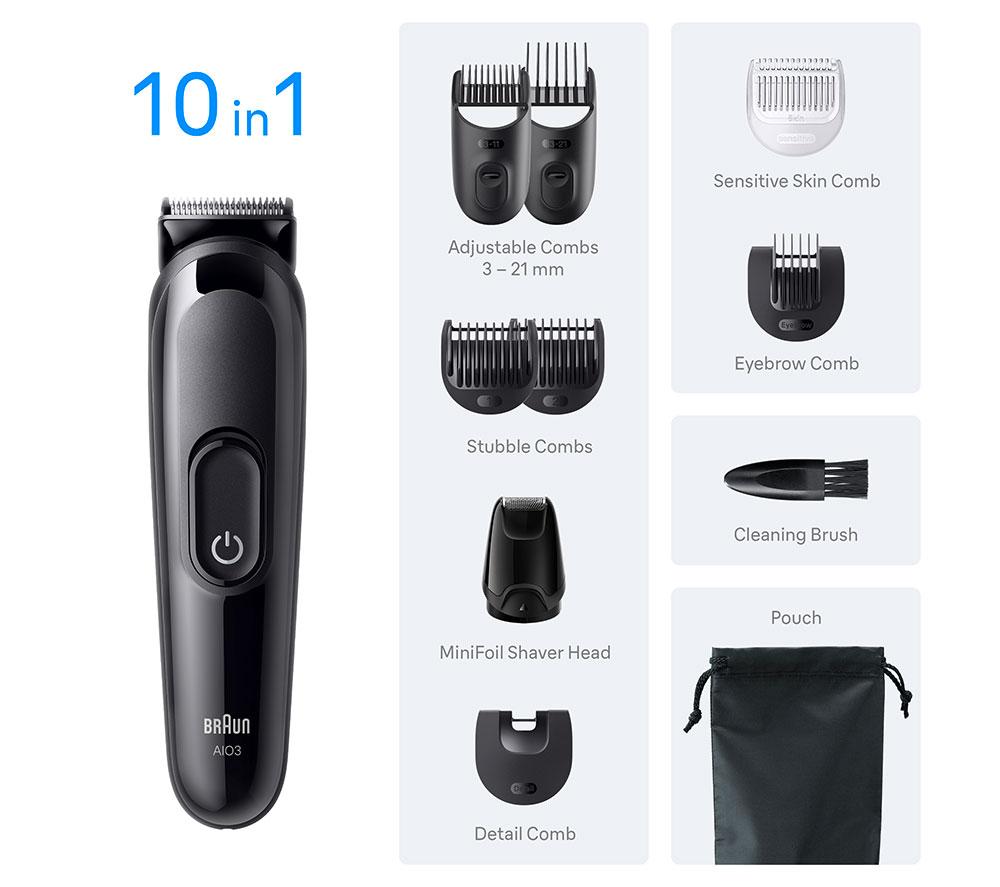 BRAUN All-in-One Series 3 AIO3560 10-in-1 Grooming Kit - Black