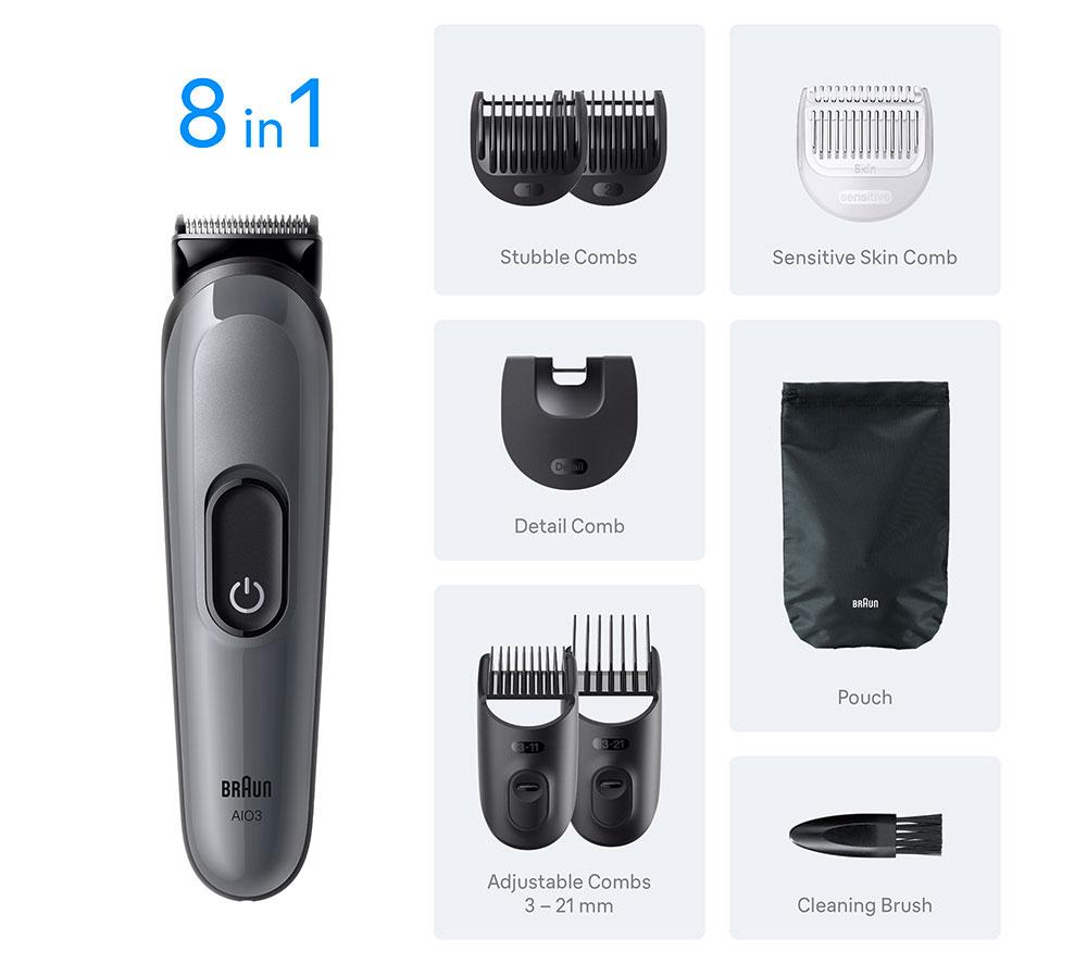 BRAUN All-in-One Series 3 AIO3540 8-in-1 Grooming Kit - Grey