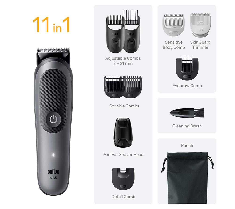BRAUN All-in-One Series 5 AIO5560 11-in-1 Grooming Kit - Grey