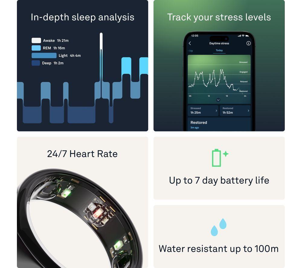 OURA Ring Gen3 Heritage - Black, Size 8