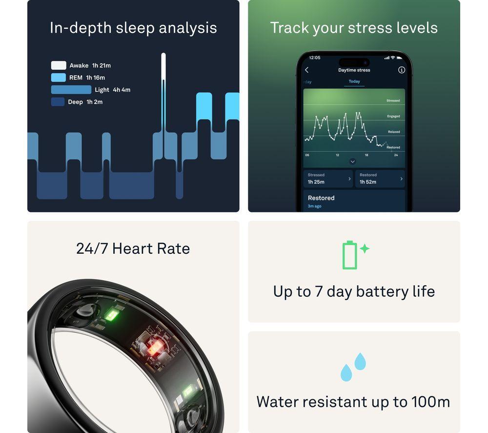 OURA Ring Gen3 Horizon - Black, Size 6