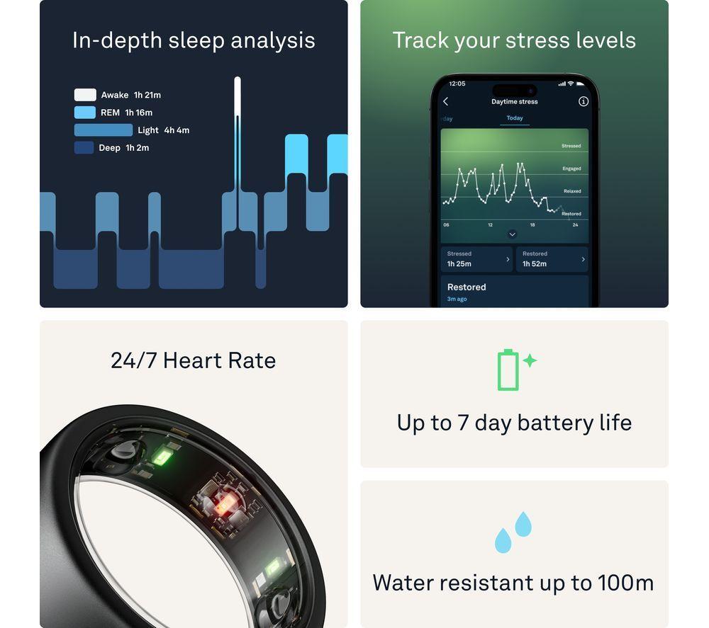 OURA Ring Gen3 Horizon - Stealth, Size 8