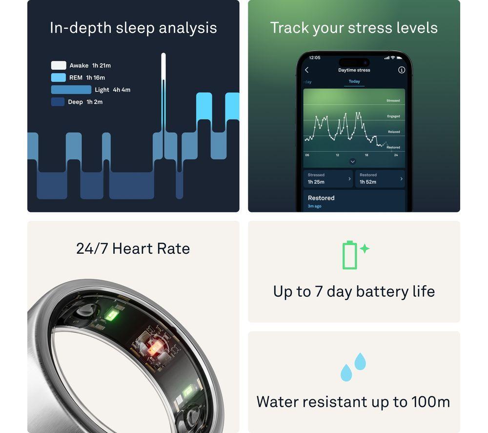 OURA Ring Gen3 Horizon - Brushed Titanium, Size 7