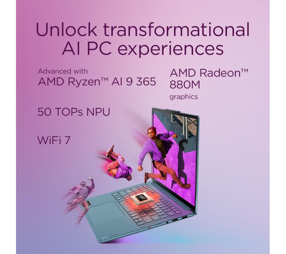 LENOVO Yoga Pro 7 14.5" Laptop, Copilot+ PC - AMD Ryzen AI 9, 1 TB SSD, Tidal Teal