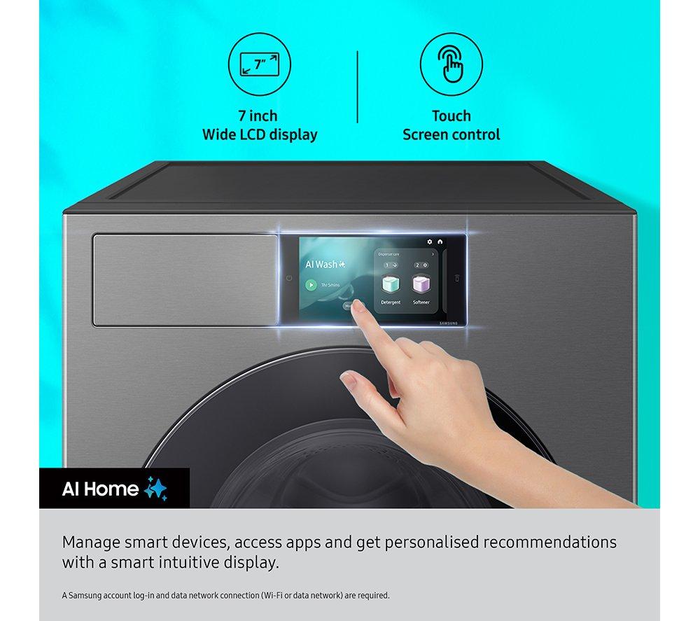 Lavadora inteligente Samsung Serie 9 AI Home AI Energy WF90F09C4SU1 con Wi-Fi, 9kg, 1400 rpm - Plata oscura