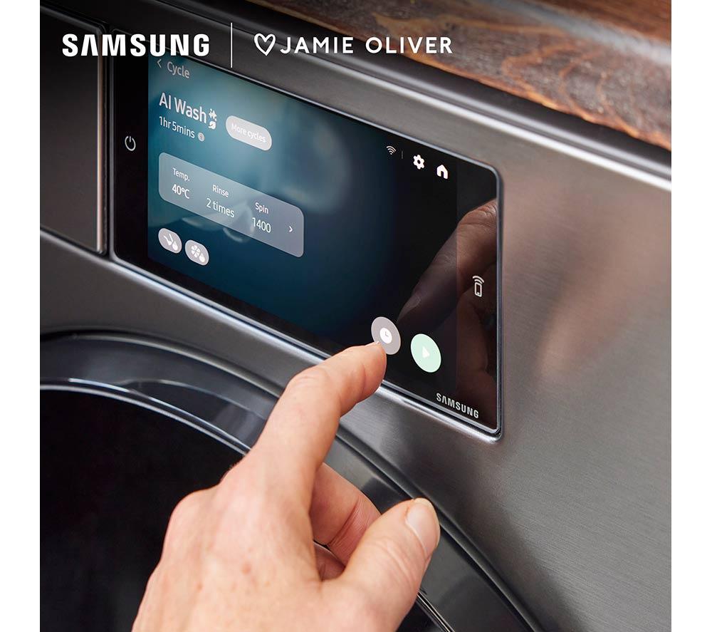 Lavadora inteligente Samsung Serie 9 AI Home AI Energy WF90F09C4SU1 con Wi-Fi, 9kg, 1400 rpm - Plata oscura