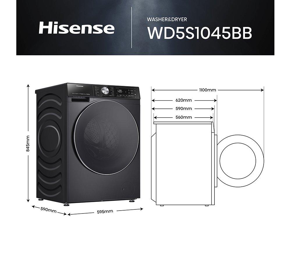 Lavadora-secadora HISENSE Serie 5S Auto Dosing WD5S1045BB con Wi-Fi, 10,5 kg - Negra