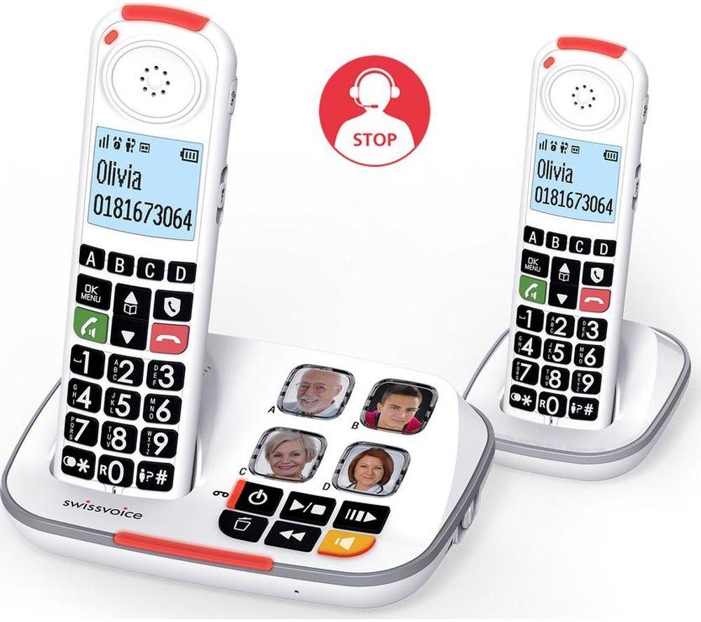 SWISSVOICE Xtra 2355 Duo Cordless Phone - Twin Handsets, White