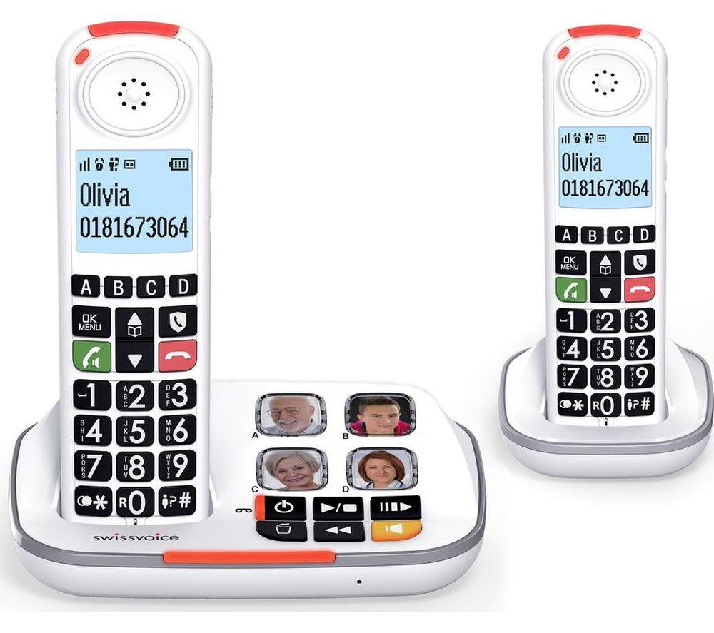 SWISSVOICE Xtra 2355 Duo Cordless Phone - Twin Handsets, White
